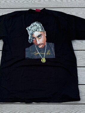 Makaveli Tupac Shakur Vintage T-Shirt Black  XL  Made in egypt Short Sleeve